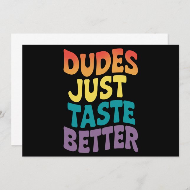 Dudes Just Taste Better Gay Pride Vintage Invitation (Front/Back)