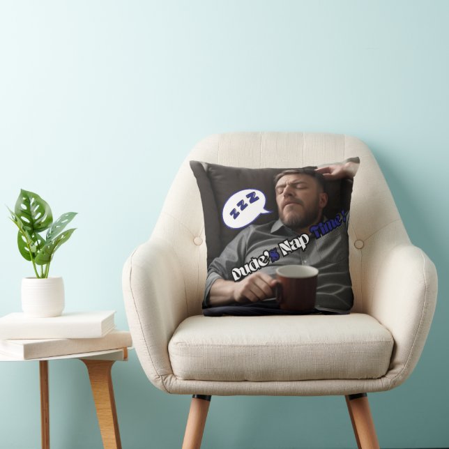 Dude's Nap Time Throw Pillow (Chair)
