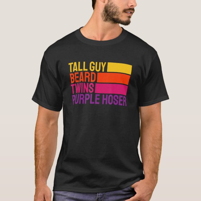 Dudes Youth Slogan Tall Guy Beard Twins Purple Hos T-Shirt (Front)