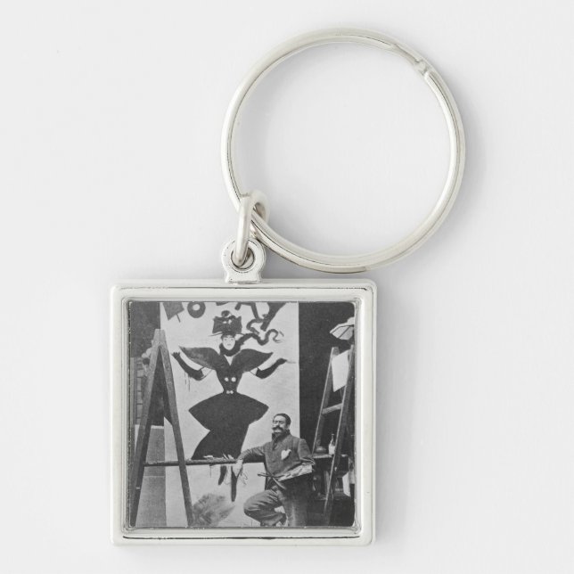 Dudley Hardy painting a poster Key Ring (Front)