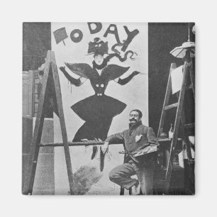 Dudley Hardy painting a poster Magnet