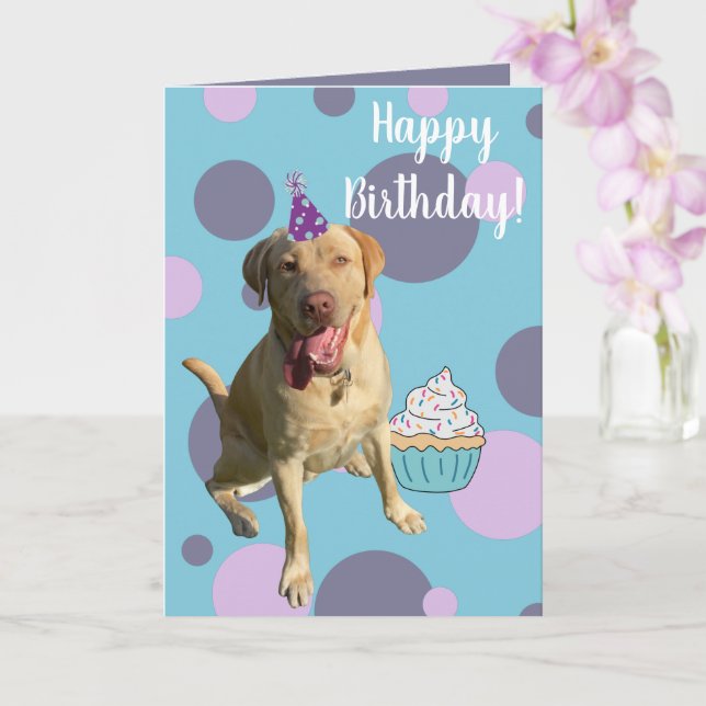 Dudley Labrador Birthday Card (Orchid)
