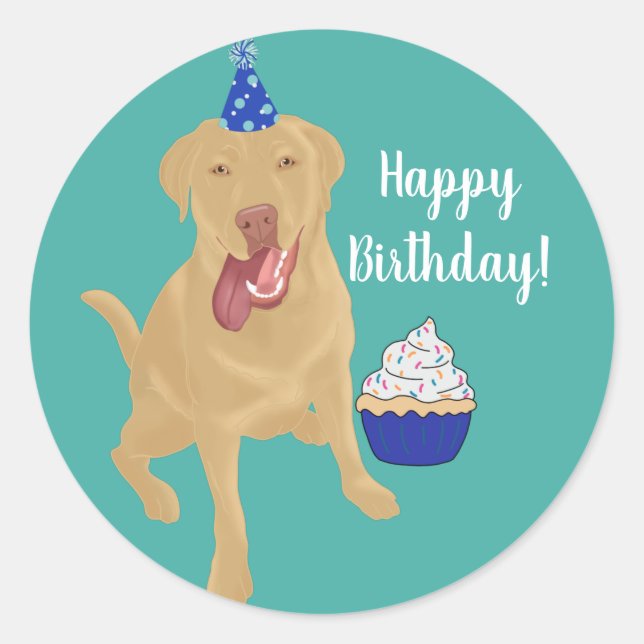 Dudley Labrador Birthday  Classic Round Sticker (Front)