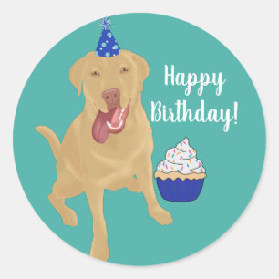 Dudley Labrador Birthday  Classic Round Sticker