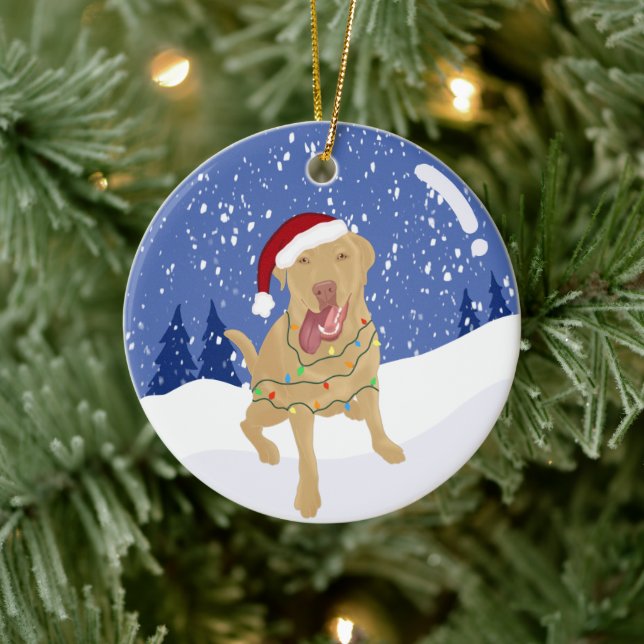 Dudley Labrador Christmas   Ceramic Ornament (Tree)