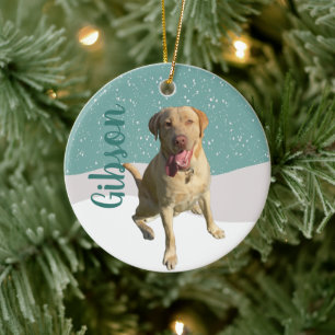 Dudley Labrador Christmas Ceramic Ornament