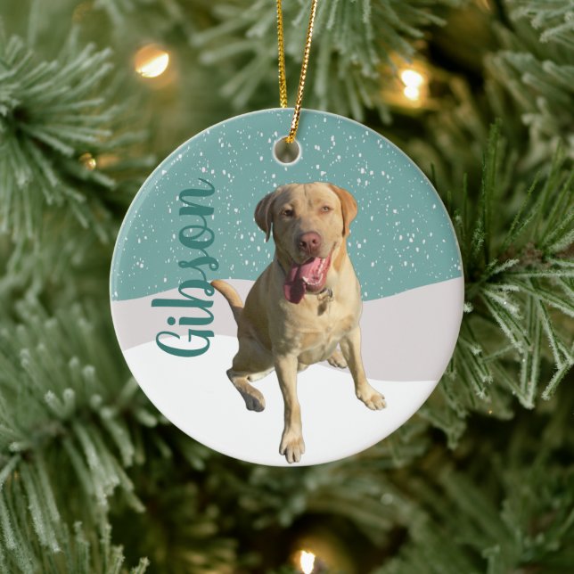 Dudley Labrador Christmas Ceramic Ornament (Tree)
