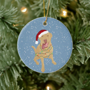 Dudley Labrador Christmas  Ceramic Ornament