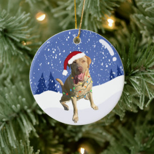 Dudley Labrador Christmas  Ceramic Ornament
