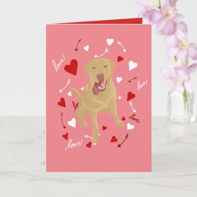 Dudley Labrador Retriever Valentines Day Card (Orchid)