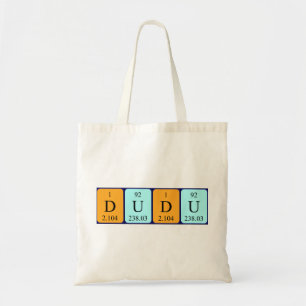 Dudu periodic table name tote bag