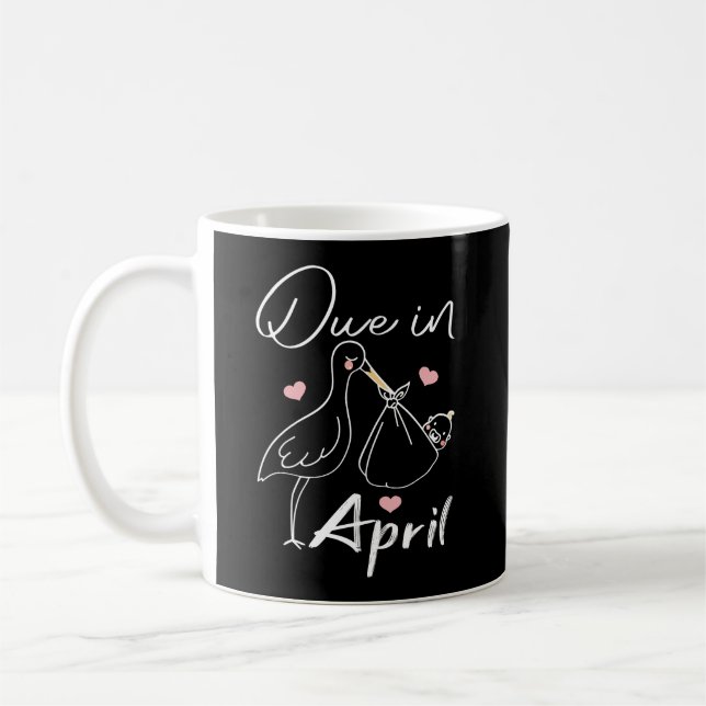 Due In April Funny Swan Carrying A Cute New Baby Coffee Mug (Left)