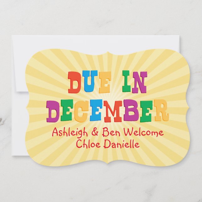 Due In December Announcement (Front)