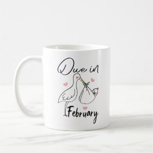Due In February Cute Swan Carrying A Funny New Bab Coffee Mug