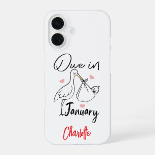 Due In January Cute Swan Carrying A Funny New Baby iPhone 16 Case