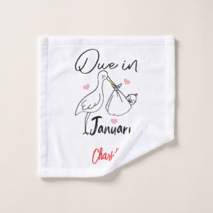 Due In January Cute Swan Carrying A Funny New Baby Wash Cloth