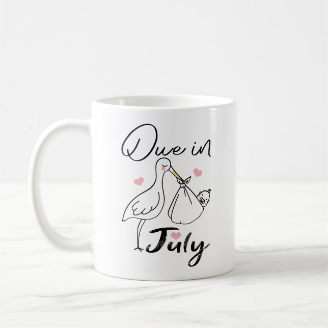Due In July Cute Swan Carrying A Funny New Baby Coffee Mug (Left)