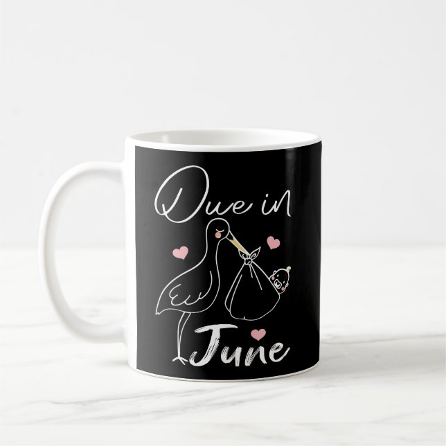 Due In June Funny Swan Carrying A Cute New Baby Coffee Mug (Left)