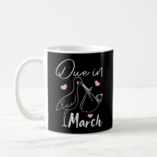 Due In March Funny Swan Carrying A Cute New Baby Coffee Mug (Left)