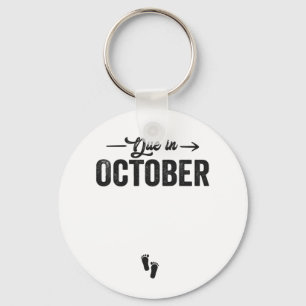 Due in October Baby Announcement Pregnancy Gift Key Ring