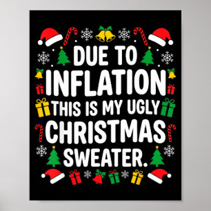 Due To Inflation Ugly Christmas Sweater Shirt Men Poster