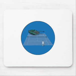 Duel Between a Tank and a Tennis Player Mouse Pad