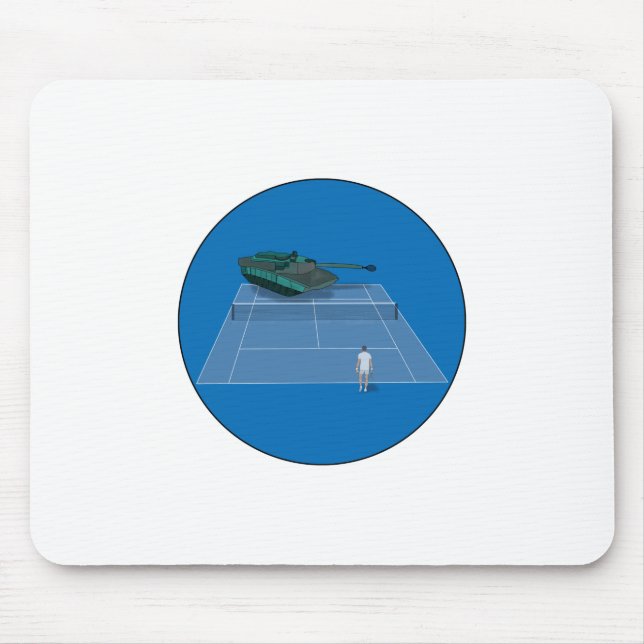 Duel Between a Tank and a Tennis Player Mouse Pad (Front)
