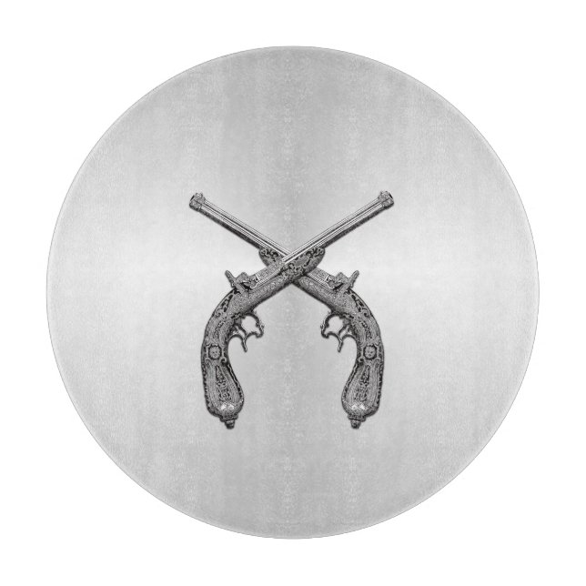 Duelling Pistols Silver Cutting Board (Front)