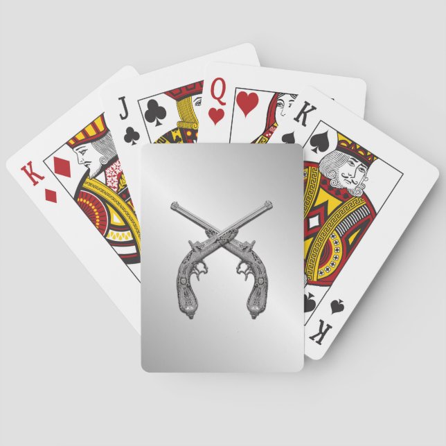 Duelling Pistols Silver Playing Cards (Back)