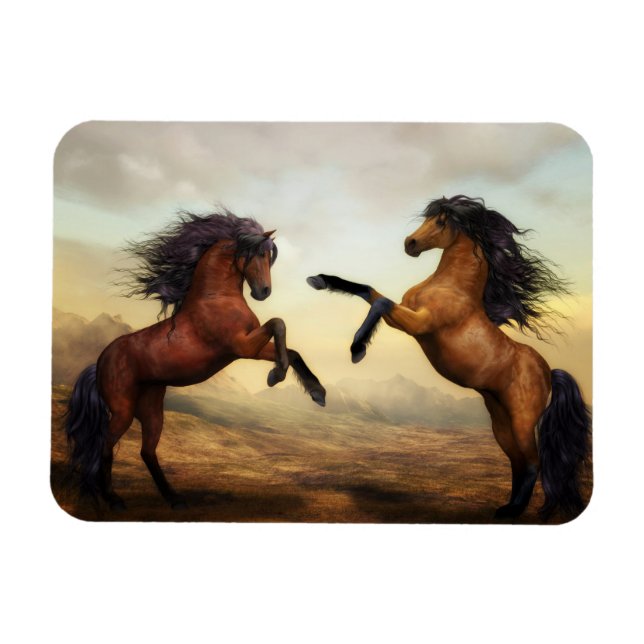Duelling Stallions Painting Magnet (Horizontal)