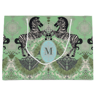 Duelling Zebra Monogram Large Gift Bag