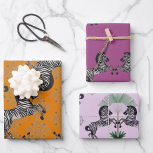 Duelling Zebra Wrapping Paper Sheet