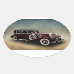 Duesenberg (Duesy) Model J Classic Car Oval Sticker