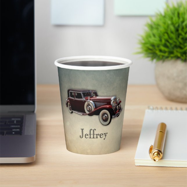 Duesenberg/Duesy Model J Classic Car Personalised Paper Cups (Insitu)