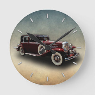 Duesenberg (Duesy) Model J Classic Car Round Clock