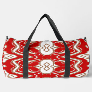 Duffel Bag, A modern red & white stylish pattern  Duffle Bag