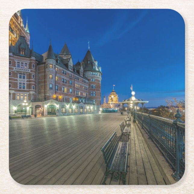 Dufferin Terrace at dawn Square Paper Coaster (Front)