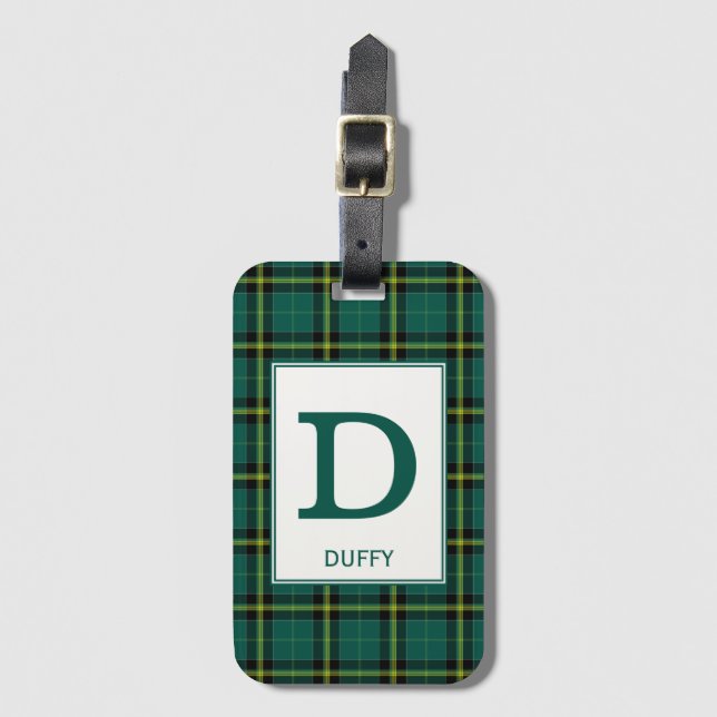 Duffy Tartan Green Plaid Pattern Luggage Tag (Front Vertical)