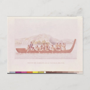Dugout canoe piloted by natives of New Zealand Postcard