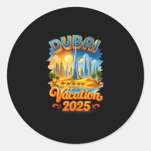 Dui Vacation Skyline Sunset Desert And Camel Adven Classic Round Sticker