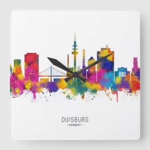 Duisburg Germany Skyline Square Wall Clock