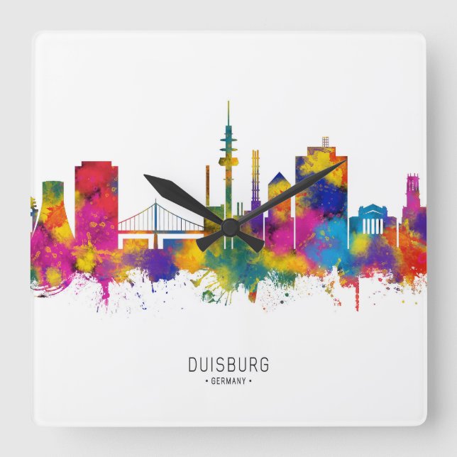 Duisburg Germany Skyline Square Wall Clock (Front)