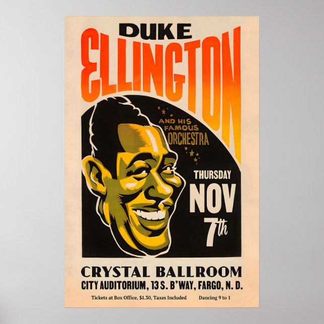 Duke Ellington jazz poster - Fargo, ND - 1940 2 (Front)