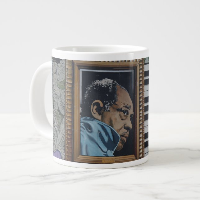 Duke Ellington Wall Mural, iconic DC landmark Large Coffee Mug (Front Left)