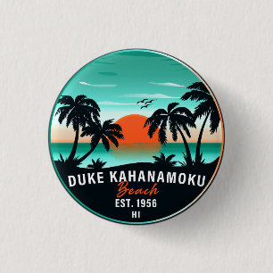 Duke Kahanamoku Beach Hawaii Retro Sunset Souvenir 3 Cm Round Badge