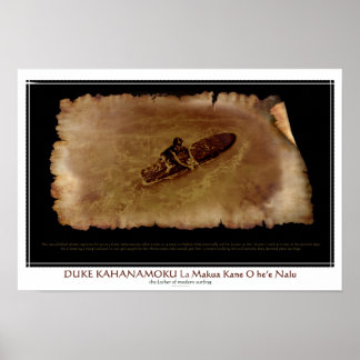 Duke Kahanamoku Surfing at 15 yrs. old in Waikiki Poster