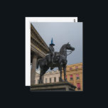 Duke of Wellington Statue, Glasgow Postcard<br><div class="desc">Photograph of the Duke of Wellington statue,  with his EU flag traffic cone,  outside the  Gallery of Modern Art,  Glasgow,  Scotland.</div>