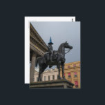 Duke of Wellington Statue, Glasgow Postcard<br><div class="desc">Photograph of the Duke of Wellington statue,  with his EU flag traffic cone,  outside the  Gallery of Modern Art,  Glasgow,  Scotland.</div>