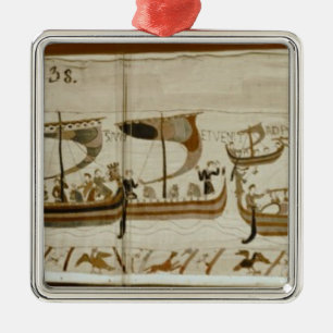 Duke William and his fleet cross Pevensey Metal Tree Decoration