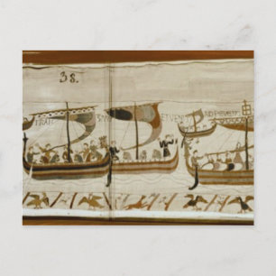 Duke William and his fleet cross Pevensey Postcard